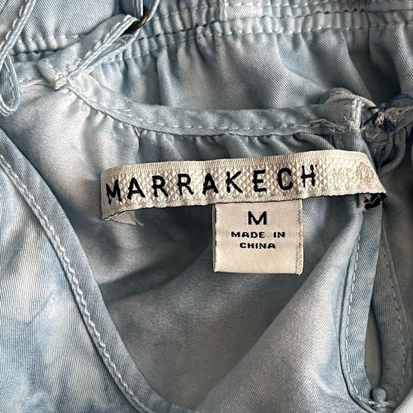 Anthropologie Marrakech Ebre Dyed Crop Jumpsuit Womens M Blue White Boho Coastal - Picture 10 of 12